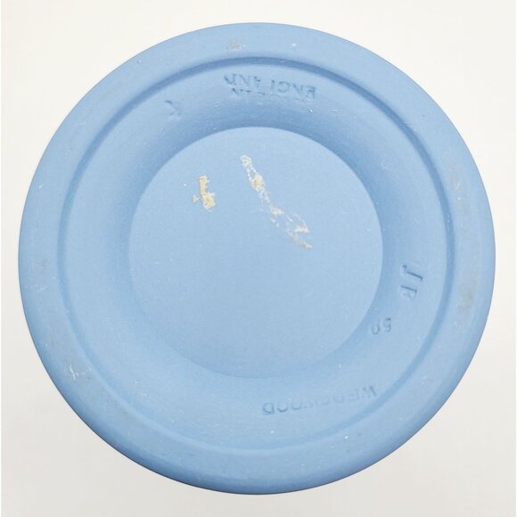 Wedgwood Blue Jasperware Trumpet Vase Cup White Muse Goddess Design 4 Inches - Picture 6 of 9